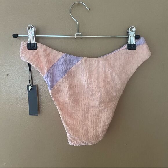 Lovers + Friends Catcha Wave bikini bottom high cut pink blue cheeky Revolve XS - Picture 6 of 7